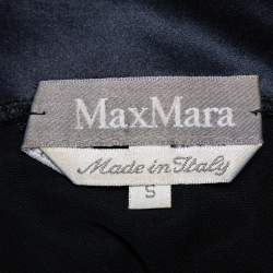 Pre Owned Max Mara Black Knit & Lace Trim Bow Detail Top S