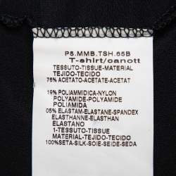 Pre Owned Max Mara Black Knit & Lace Trim Bow Detail Top S