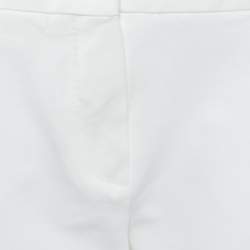 Pre Owned Max Mara White Knit Cropped Tapered Leg Trousers L
