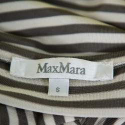 Pre Owned Max Mara Grey Striped Knit Draped Top S