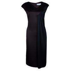 Pre Owned Max Mara Brown/Black Silk Sleeveless Dress M/L