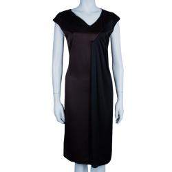 Pre Owned Max Mara Brown/Black Silk Sleeveless Dress M/L