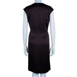 Pre Owned Max Mara Brown/Black Silk Sleeveless Dress M/L