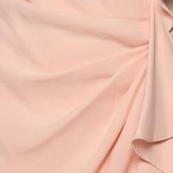 Pre Owned Max Mara Pink Crepe Drape Detail Ruffled Midi Dress L