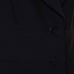 Pre Owned Max Mara Black Wool Button Front Mid Length Coat L