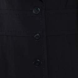 Pre Owned Max Mara Black Wool Button Front Mid Length Coat L