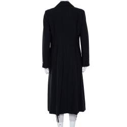 Pre Owned Max Mara Black Wool Button Front Mid Length Coat L