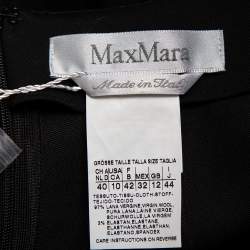 Pre Owned Max Mara Black Wool High Neck Open Neck Midi Dress L