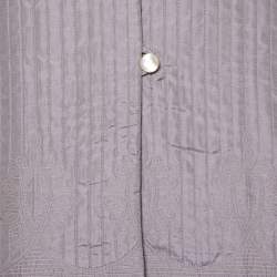 Pre Owned Max Mara Light Purple Quilted Jacquard Silk Mandarin Collar Jacket L