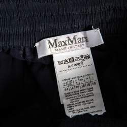 Pre Owned Max Mara Black Printed Chiffon Balocco Pleated Palazzo Pants L