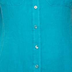 Pre Owned Weekend Max Mara Blue Linen Button Front Shirt S