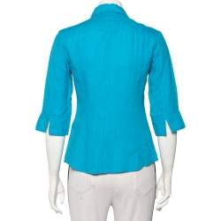 Pre Owned Weekend Max Mara Blue Linen Button Front Shirt S