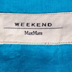 Pre Owned Weekend Max Mara Blue Linen Button Front Shirt S
