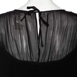 Pre Owned Max Mara Studio Black Crepe & Chiffon Paneled Sleeveless Midi Dress L