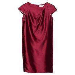 Pre Owned Max Mara Burgundy Silk & Cotton Shift Dress S