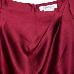 Pre Owned Max Mara Burgundy Silk & Cotton Shift Dress S