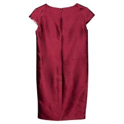 Pre Owned Max Mara Burgundy Silk & Cotton Shift Dress S