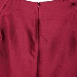 Pre Owned Max Mara Burgundy Silk & Cotton Shift Dress S