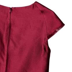 Pre Owned Max Mara Burgundy Silk & Cotton Shift Dress S