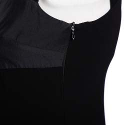 Pre Owned Max Mara Studio Black Crepe Pleated Detail Paneled Mini Dress S