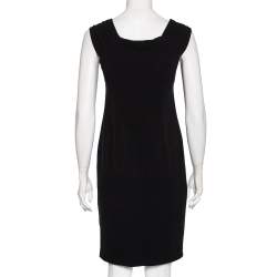 Pre Owned Max Mara Studio Black Crepe Pleated Detail Paneled Mini Dress S