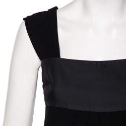 Pre Owned Max Mara Studio Black Crepe Pleated Detail Paneled Mini Dress S
