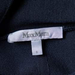 Pre Owned Max Mara Navy Blue Knit Contrast Sleeve Detail High Neck Shift Dress S