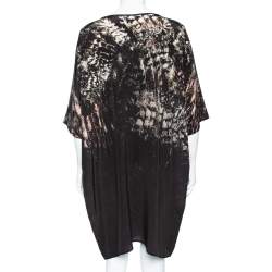 Pre Owned Max Mara Black Owl Printed Silk Oversized Bianca Dress XL