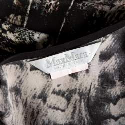 Pre Owned Max Mara Black Owl Printed Silk Oversized Bianca Dress XL