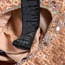 Max Mara Peach Patterned Crepe Embellished Neckline Detail Top L 