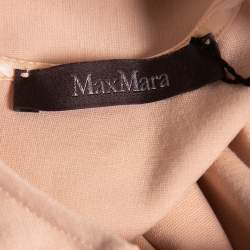 Max Mara Peach Patterned Crepe Embellished Neckline Detail Top L 