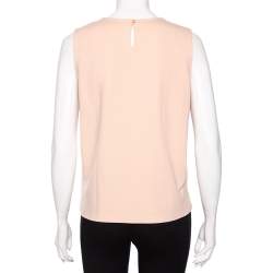 Max Mara Peach Patterned Crepe Embellished Neckline Detail Top L 