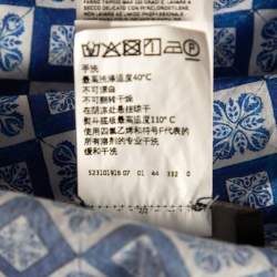 Pre Owned Weekend Max Mara Blue Mosaic Print Cotton Pleated Hem Detail Long Dress L