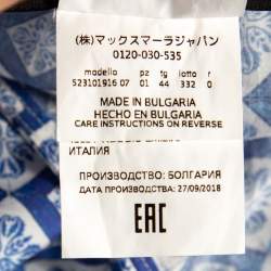 Pre Owned Weekend Max Mara Blue Mosaic Print Cotton Pleated Hem Detail Long Dress L