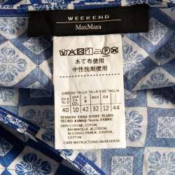 Pre Owned Weekend Max Mara Blue Mosaic Print Cotton Pleated Hem Detail Long Dress L