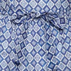 Pre Owned Weekend Max Mara Blue Mosaic Print Cotton Pleated Hem Detail Long Dress L