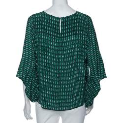 Weekend Max Mara Green Geometric Print Silk Blouse M