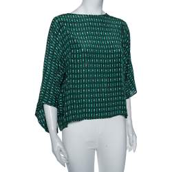 Weekend Max Mara Green Geometric Print Silk Blouse M