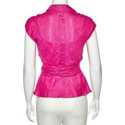 Max Mara Pink Linen Wrap Detail Sleeveless Shirt S