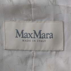 Pre Owned Max Mara Off-White Wool Buttoned Beaver Long Coat M 