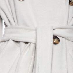 Pre Owned Max Mara Off-White Wool Buttoned Beaver Long Coat M 