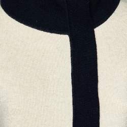 Pre Owned Max Mara Beige Wool & Cashmere Contrast Trim Zip Front Cropped Cardigan L