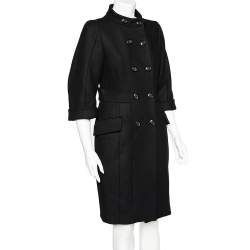 Pre Owned Max Mara Black Wool Double Breasted Coat S