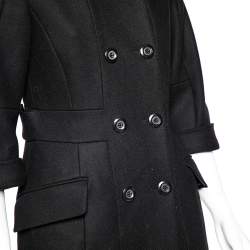 Pre Owned Max Mara Black Wool Double Breasted Coat S