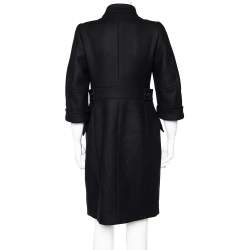 Pre Owned Max Mara Black Wool Double Breasted Coat S