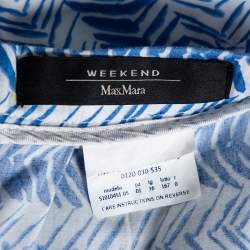 Weekend Max Mara White/Blue Printed Cotton Pleated Mini Skirt XS