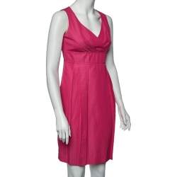 Max Mara  Pink Cotton Pleated Sleeveless Dress M