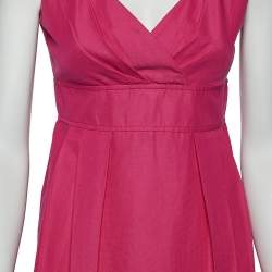 Max Mara  Pink Cotton Pleated Sleeveless Dress M
