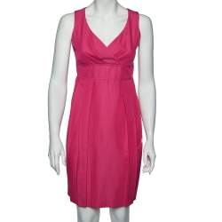Max Mara  Pink Cotton Pleated Sleeveless Dress M