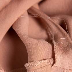 Pre Owned Max Mara Dusky Pink Silk Asymmetric Neck Detail Blouse L